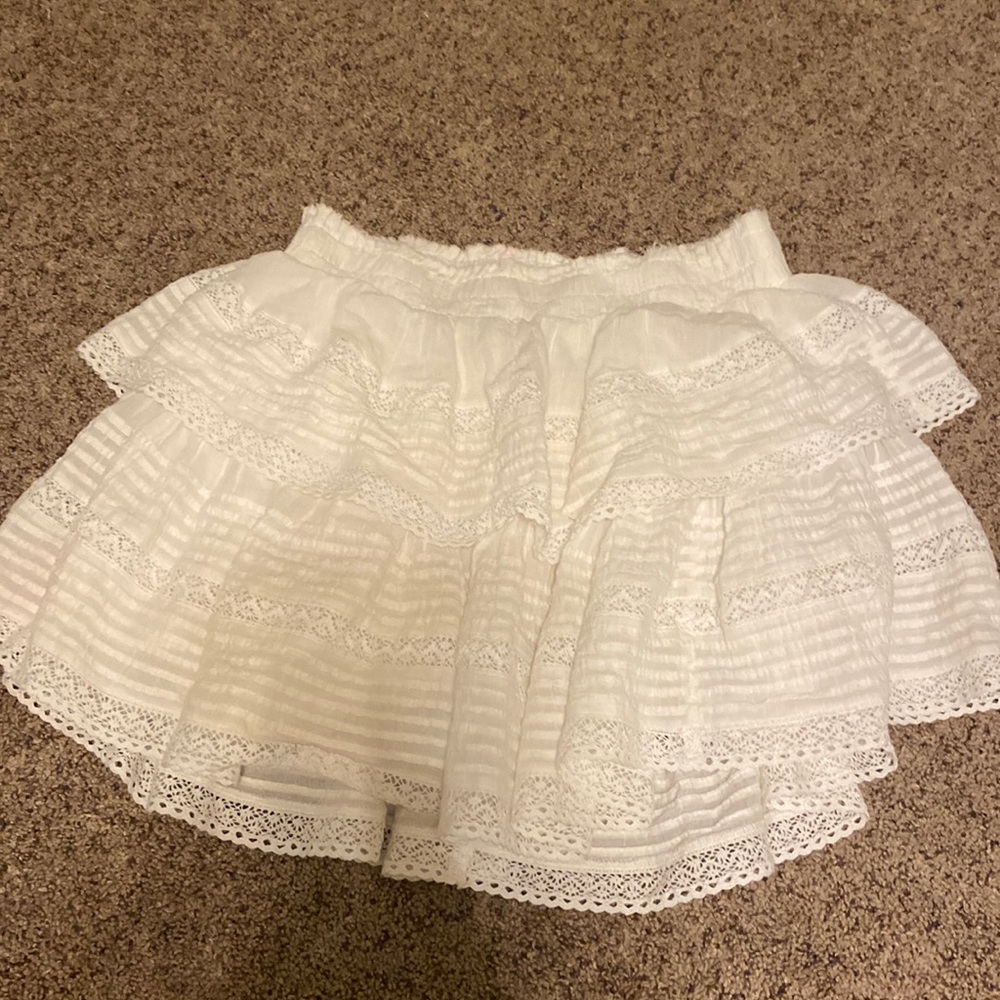 Aerie White ruffle mini skirt